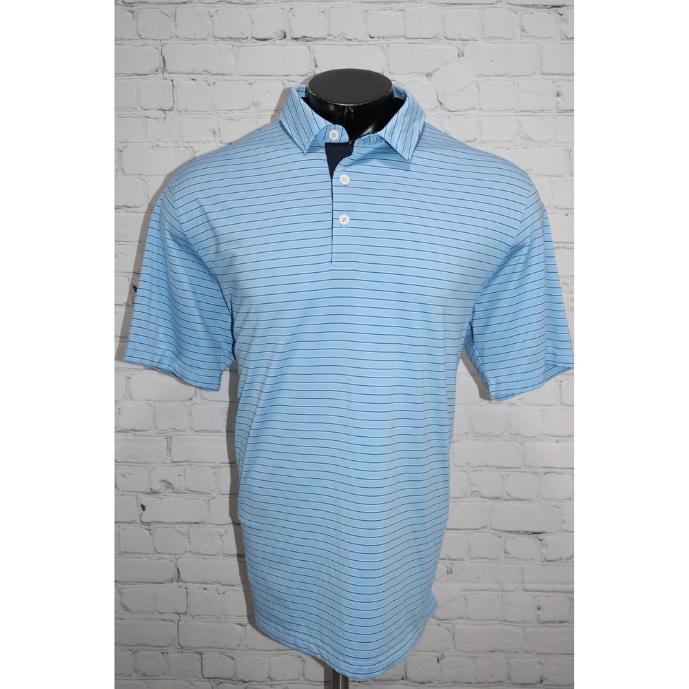 Puma Golf Polo Men XL Blue Striped Short Sleeve Golf Shirt Polyester Blend - Picture 11 of 12
